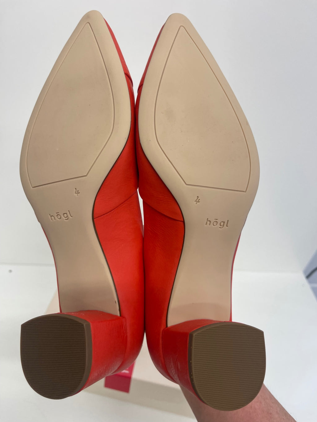 Fabulous Högl leather soft court heeled shoes UK4 Orange Coral kW605