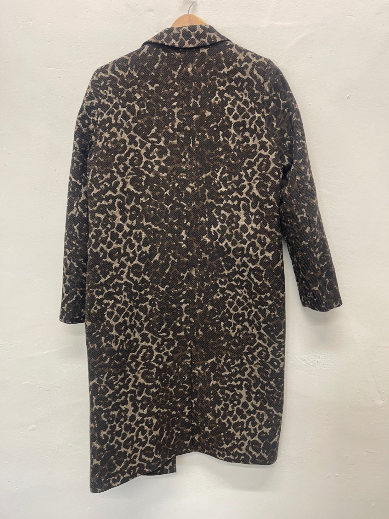 Fabulous Marks & Spencer wool blend leopard Overcoat UK12 Black & brown KB606