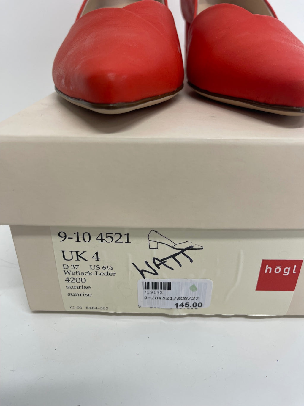 Fabulous Högl leather soft court heeled shoes UK4 Orange Coral kW605