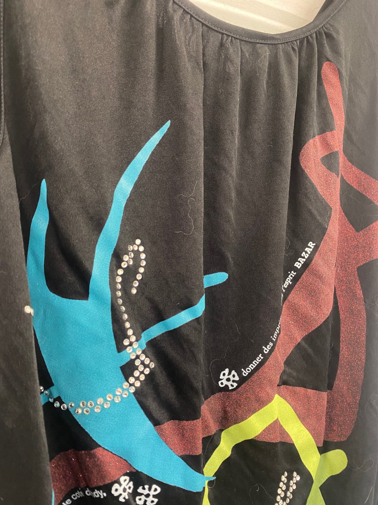 Fabulous Christian Lacroix Bazar Y2K Sleeveless vest Top L Black Ibiza 90’s KW605