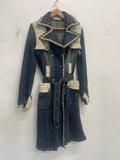 Fabulous ROSAROSE Y2K Rare Denim & suede mac Coat Uk14 Denim blue KW605