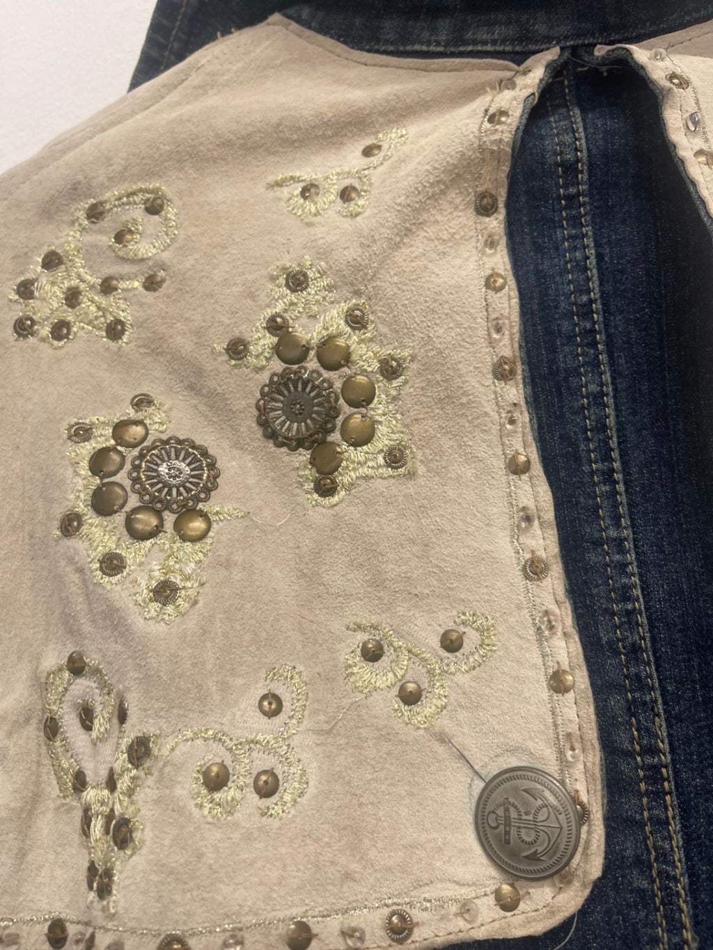 Fabulous ROSAROSE Y2K Rare Denim & suede mac Coat Uk14 Denim blue KW605