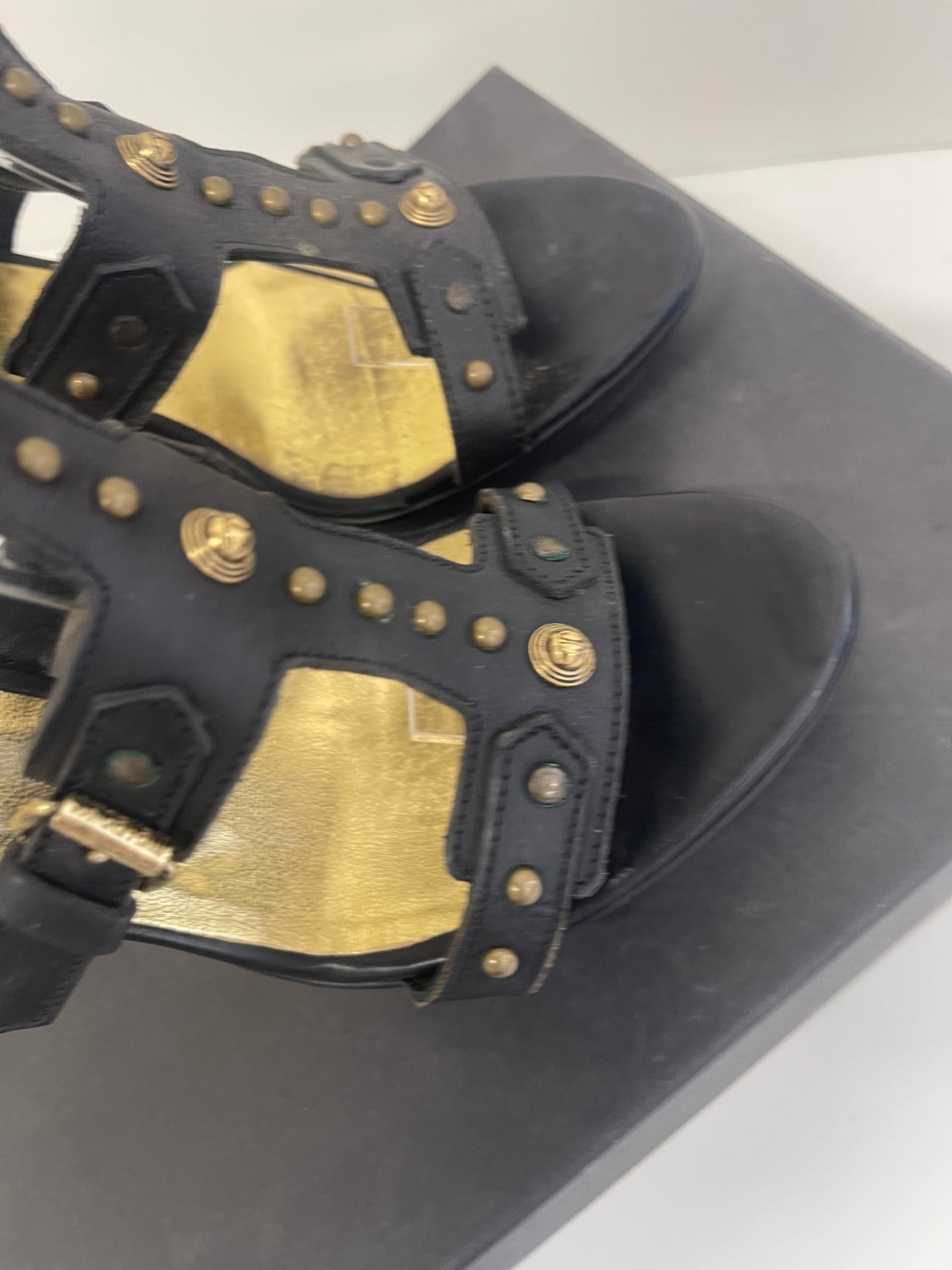 Fabulous Just Cavalli Sandals M Black and Gold