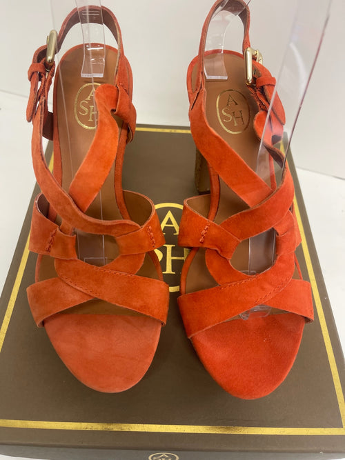 Fabulous Ash suede heeled Sandals Uk4 Orange Ex display KW605