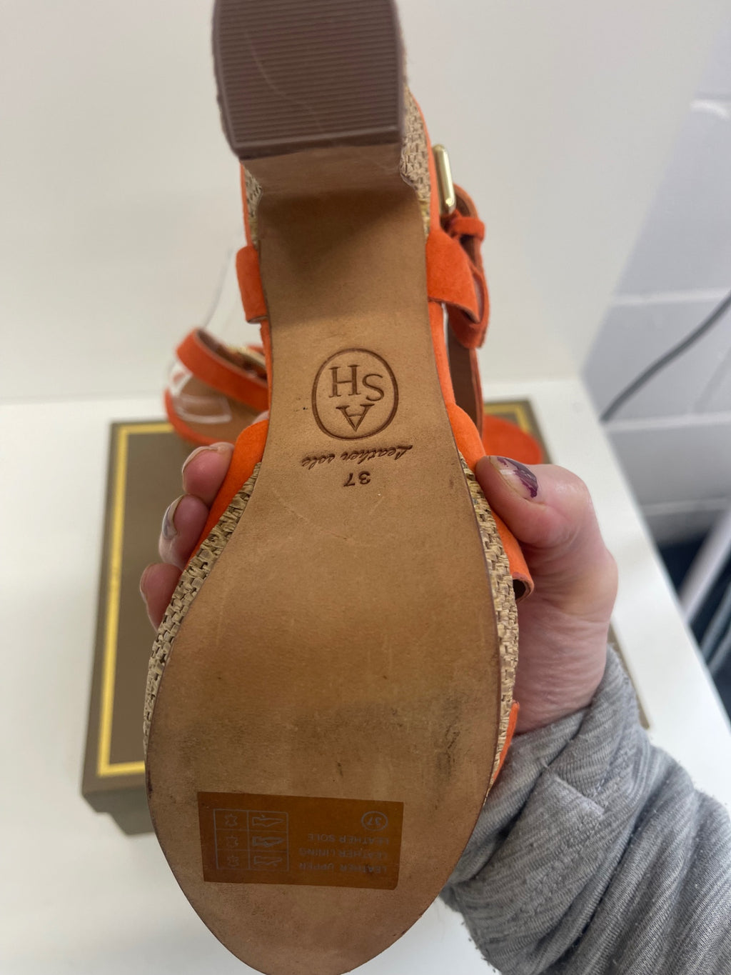 Fabulous Ash suede heeled Sandals Uk4 Orange Ex display KW605