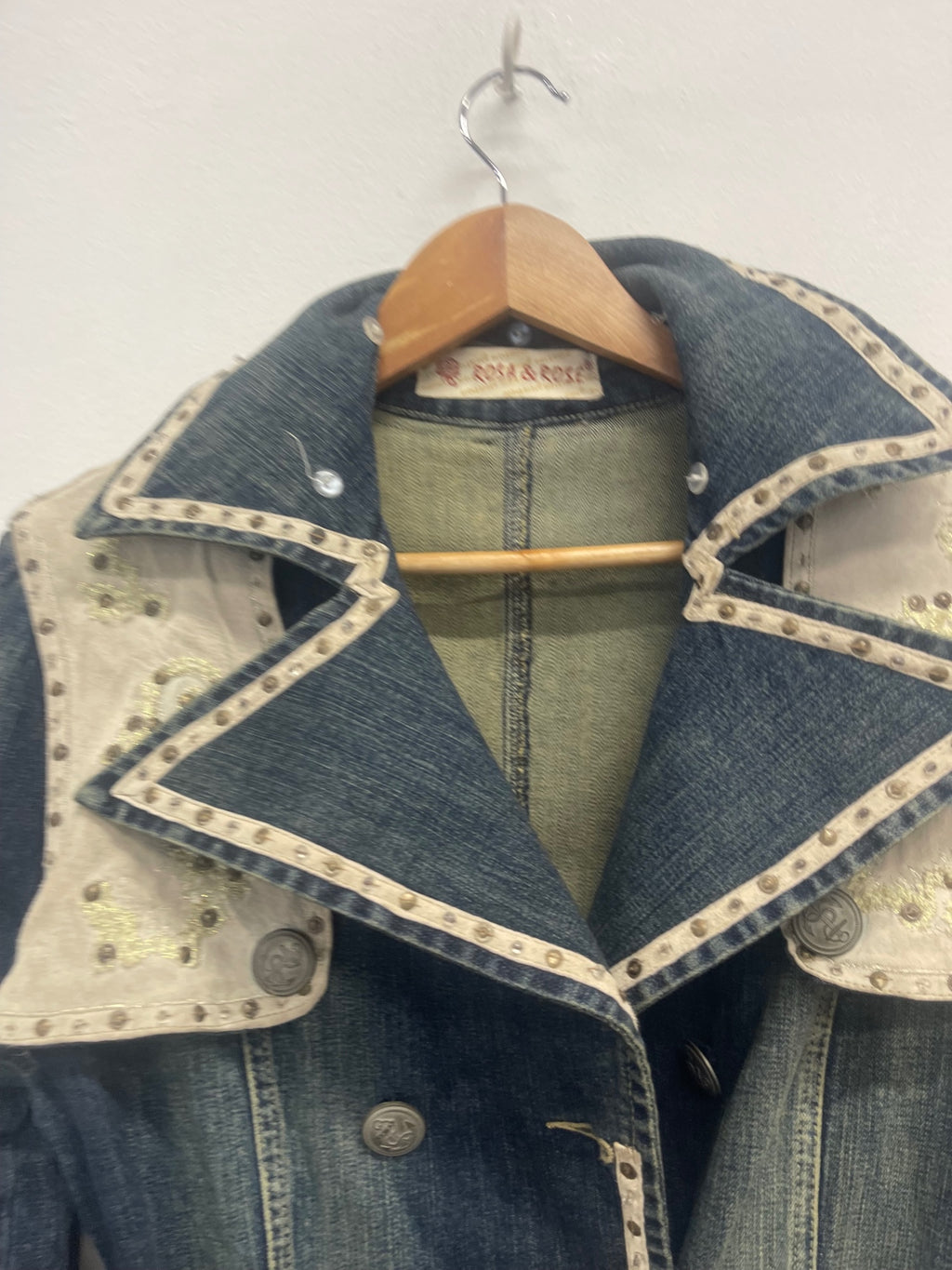 Fabulous ROSAROSE Y2K Rare Denim & suede mac Coat Uk14 Denim blue KW605