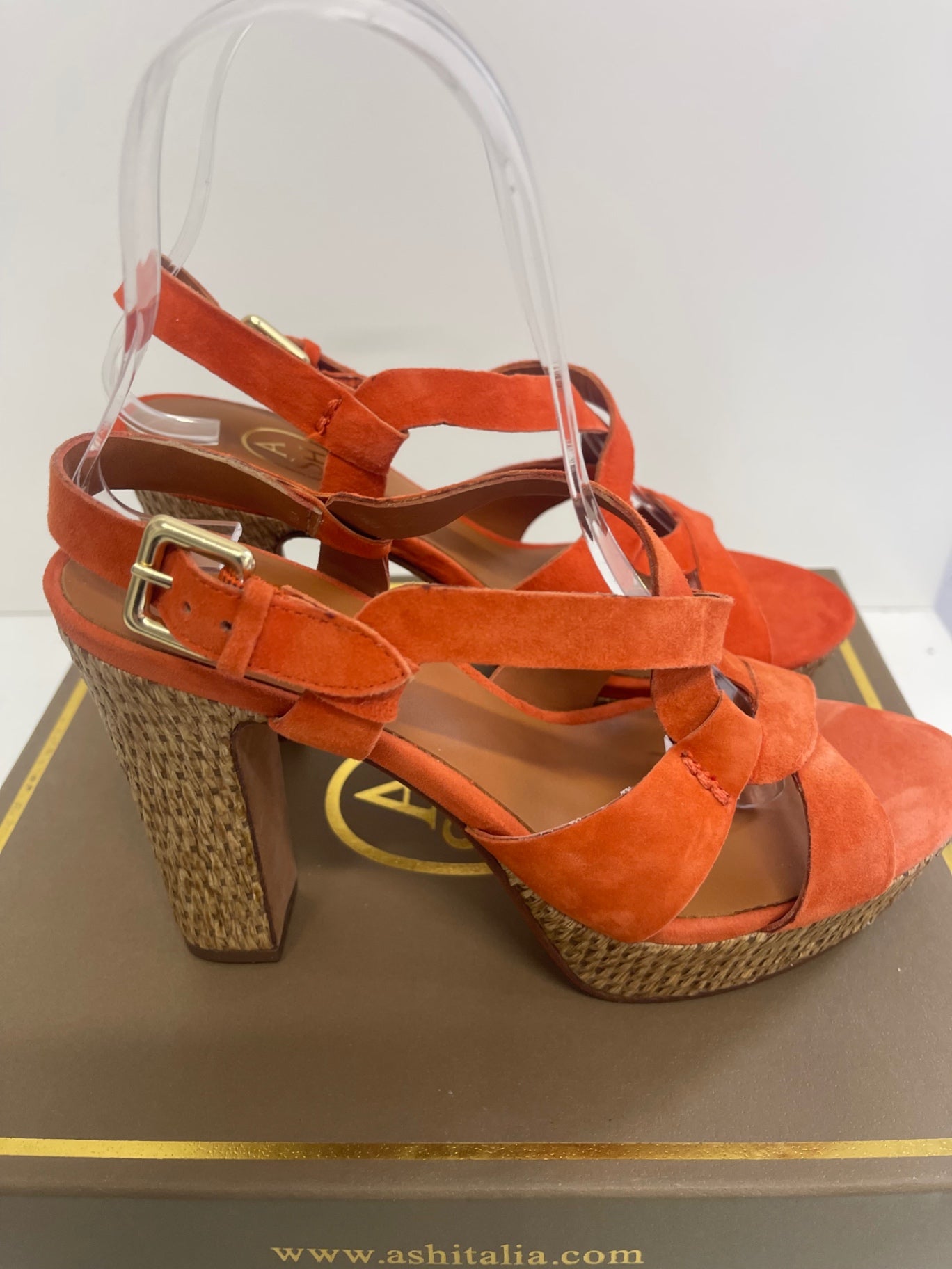 Fabulous Ash suede heeled Sandals Uk4 Orange Ex display KW605