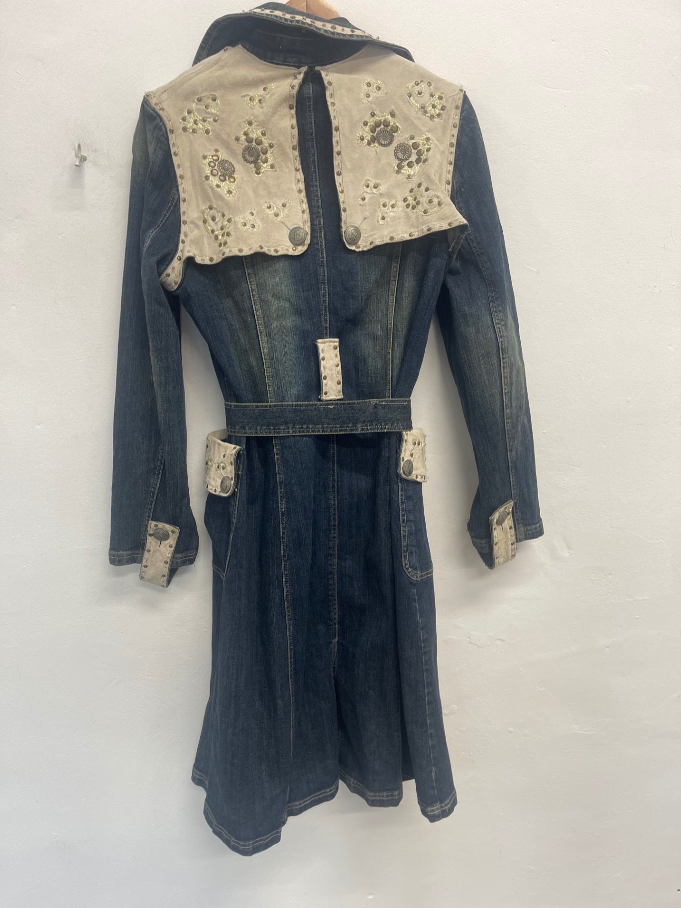 Fabulous ROSAROSE Y2K Rare Denim & suede mac Coat Uk14 Denim blue KW605