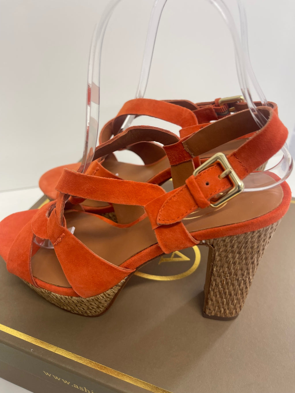 Fabulous Ash suede heeled Sandals Uk4 Orange Ex display KW605