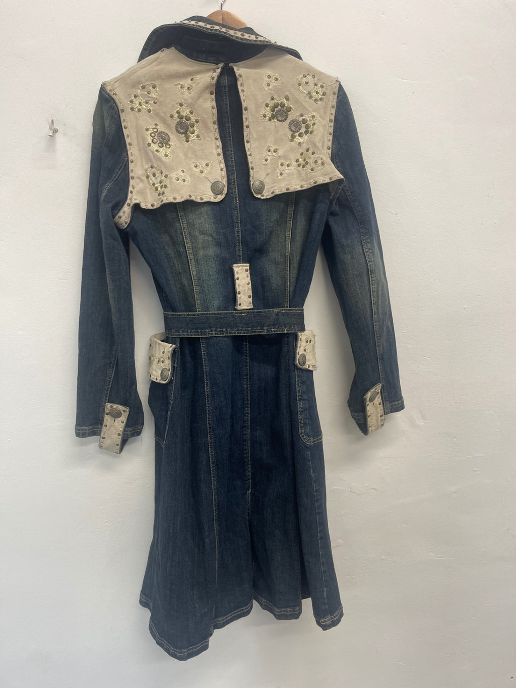 Fabulous ROSAROSE Y2K Rare Denim & suede mac Coat Uk14 Denim blue KW605