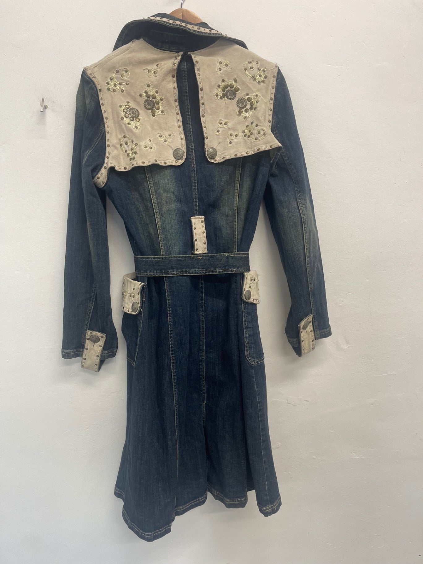 Fabulous ROSAROSE Y2K Rare Denim & suede mac Coat Uk14 Denim blue KW605