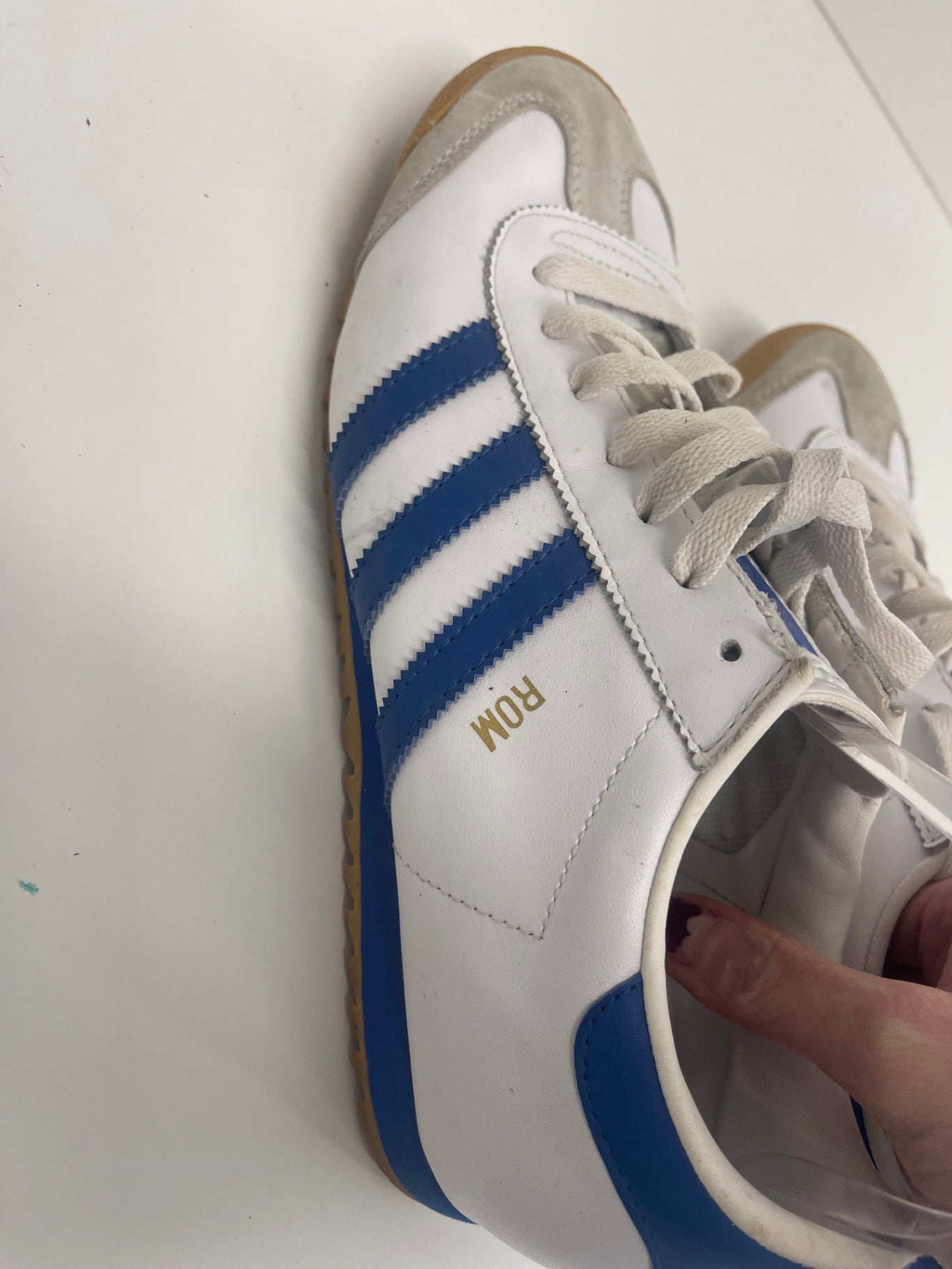 Fabulous adidas Rom Sneakers UK9 White & Blue GC607