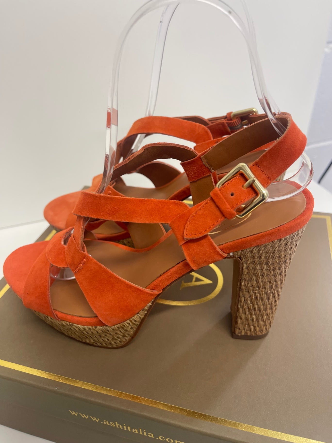 Fabulous Ash suede heeled Sandals Uk4 Orange Ex display KW605