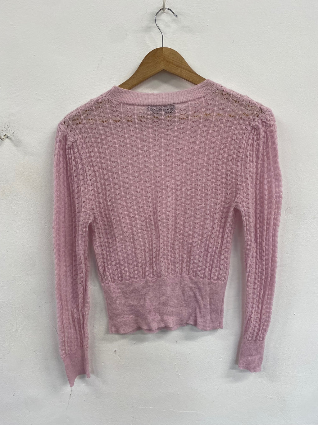 Cute Zara sheer knit Sweater S Pink lilac FK608