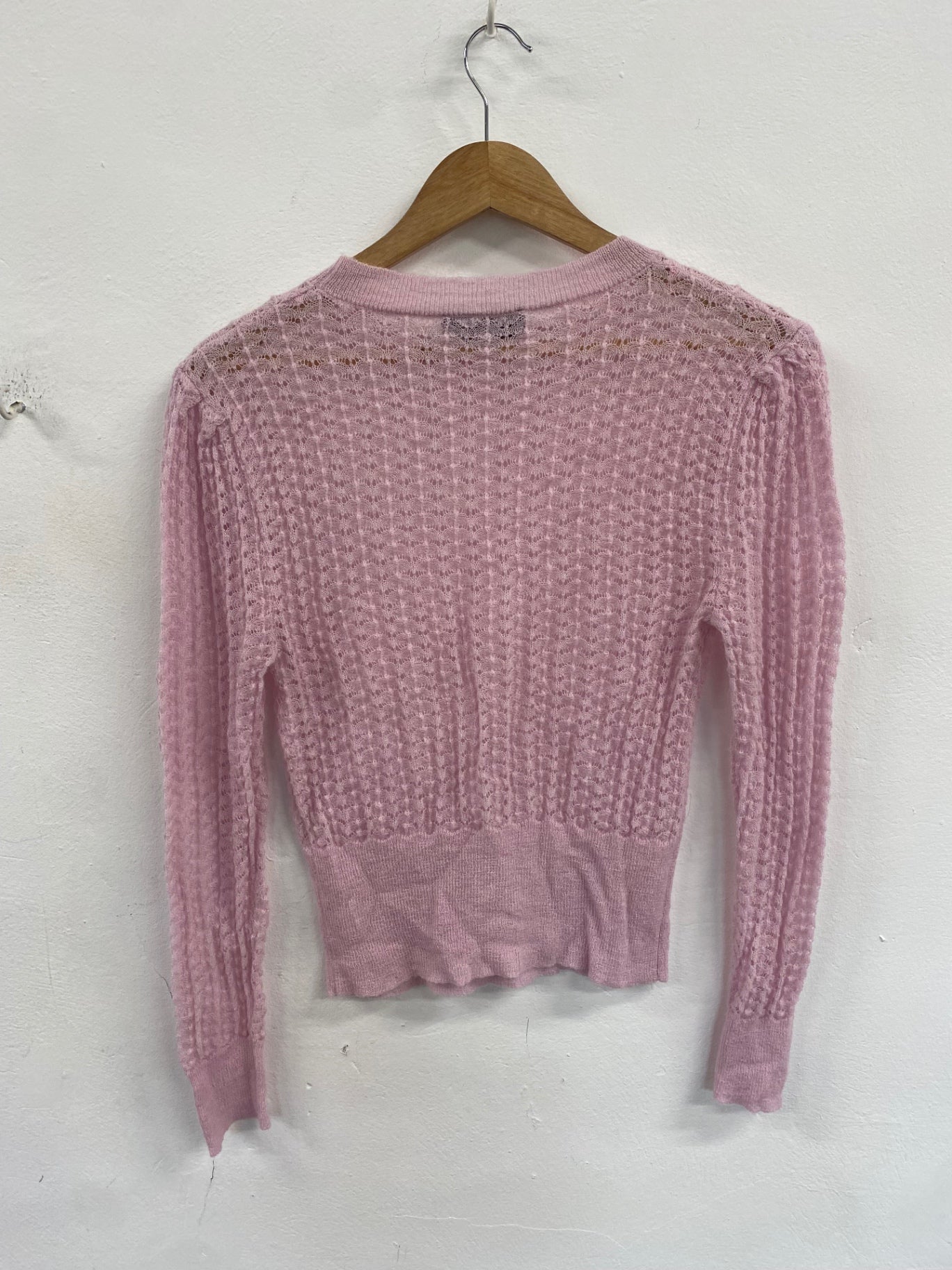 Cute Zara sheer knit Sweater S Pink lilac FK608