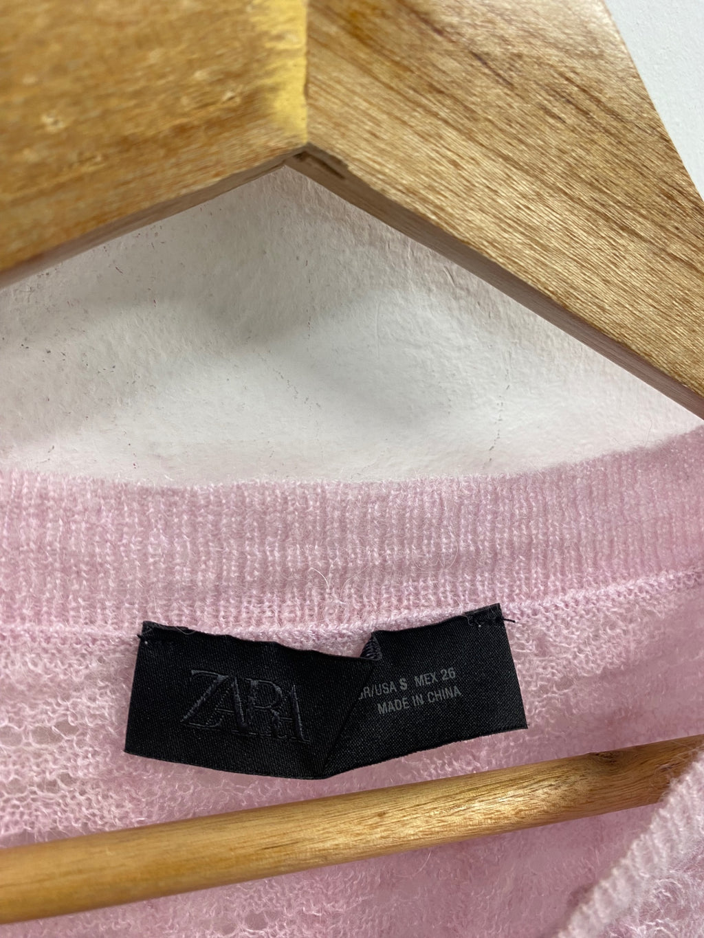 Cute Zara sheer knit Sweater S Pink lilac FK608