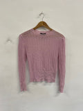 Cute Zara sheer knit Sweater S Pink lilac FK608