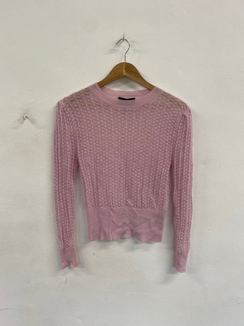 Cute Zara sheer knit Sweater S Pink lilac FK608