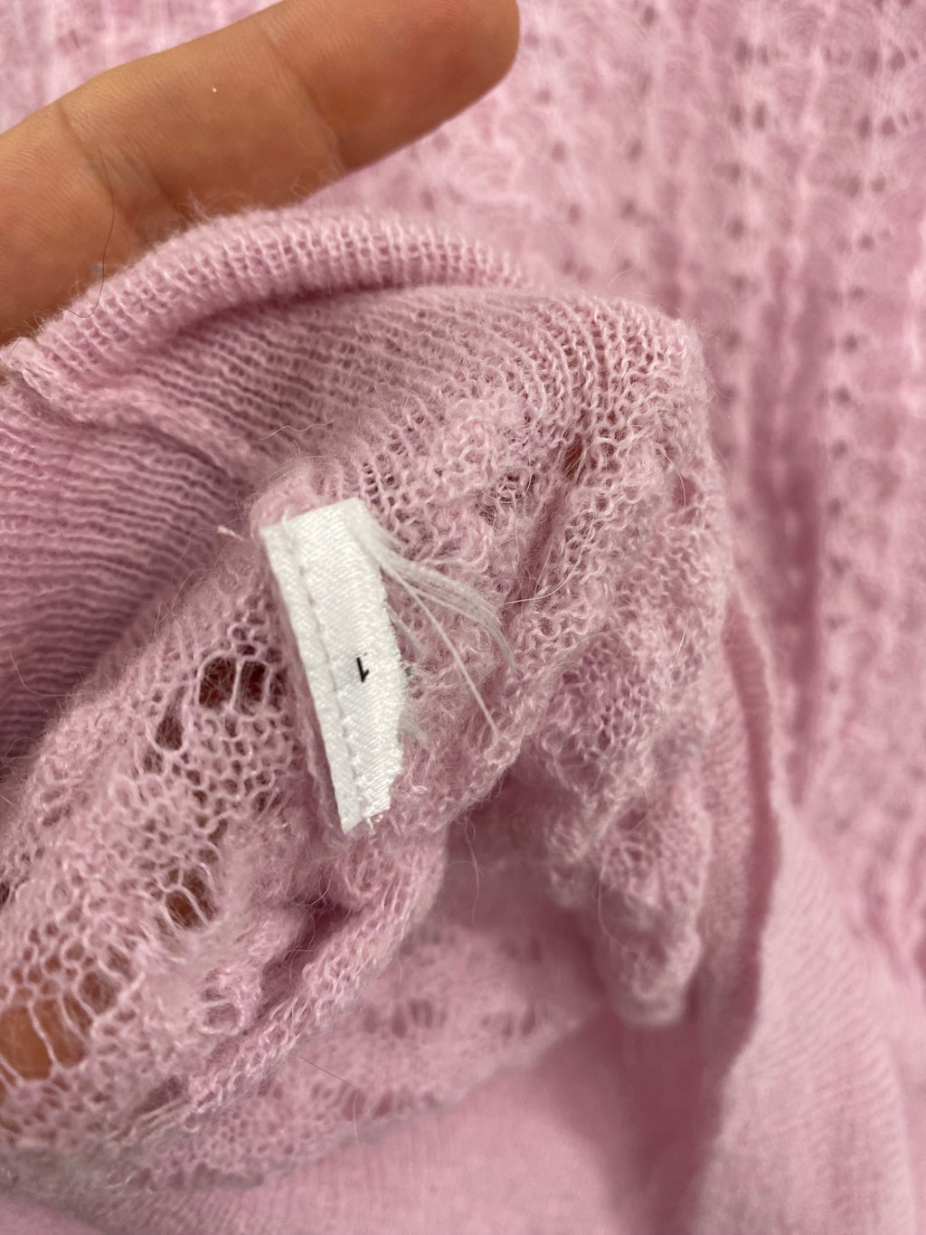 Cute Zara sheer knit Sweater S Pink lilac FK608