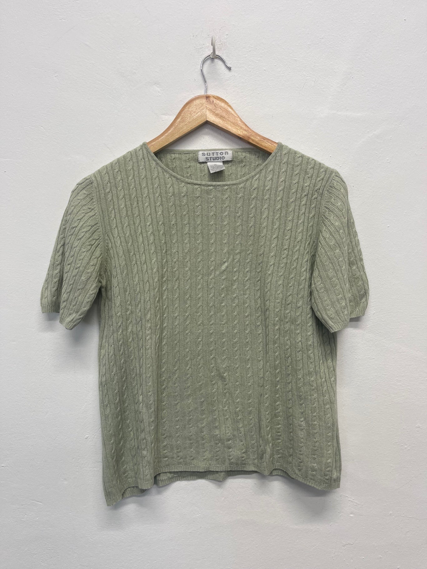 Fabulous SUTTON STUDIO cashmere silk Sweater UkM Light Green FK608