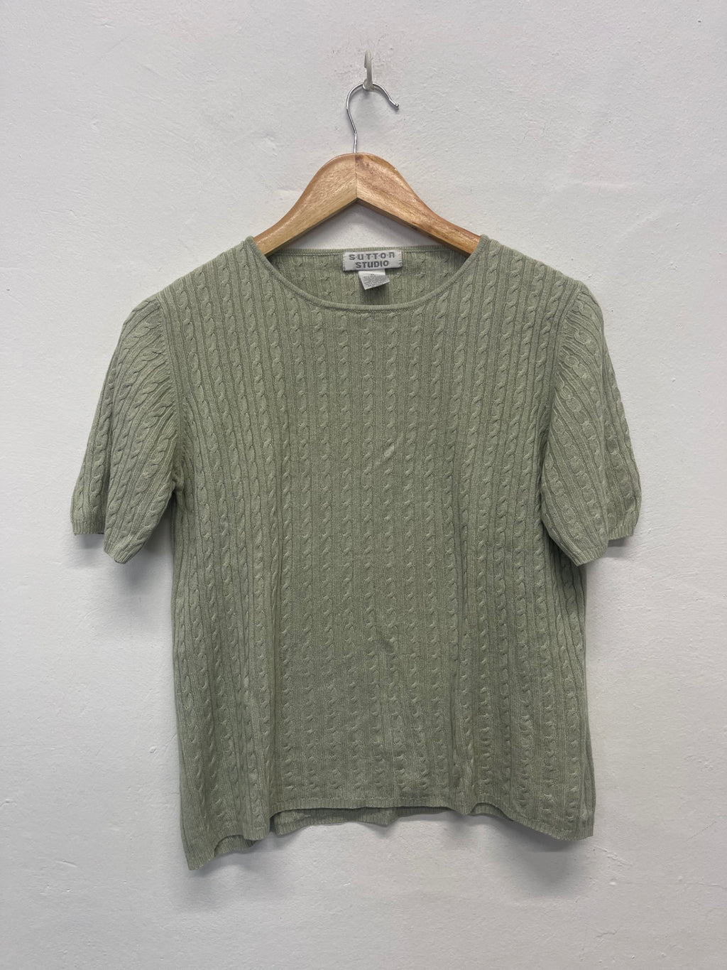 Fabulous SUTTON STUDIO cashmere silk Sweater UkM Light Green FK608