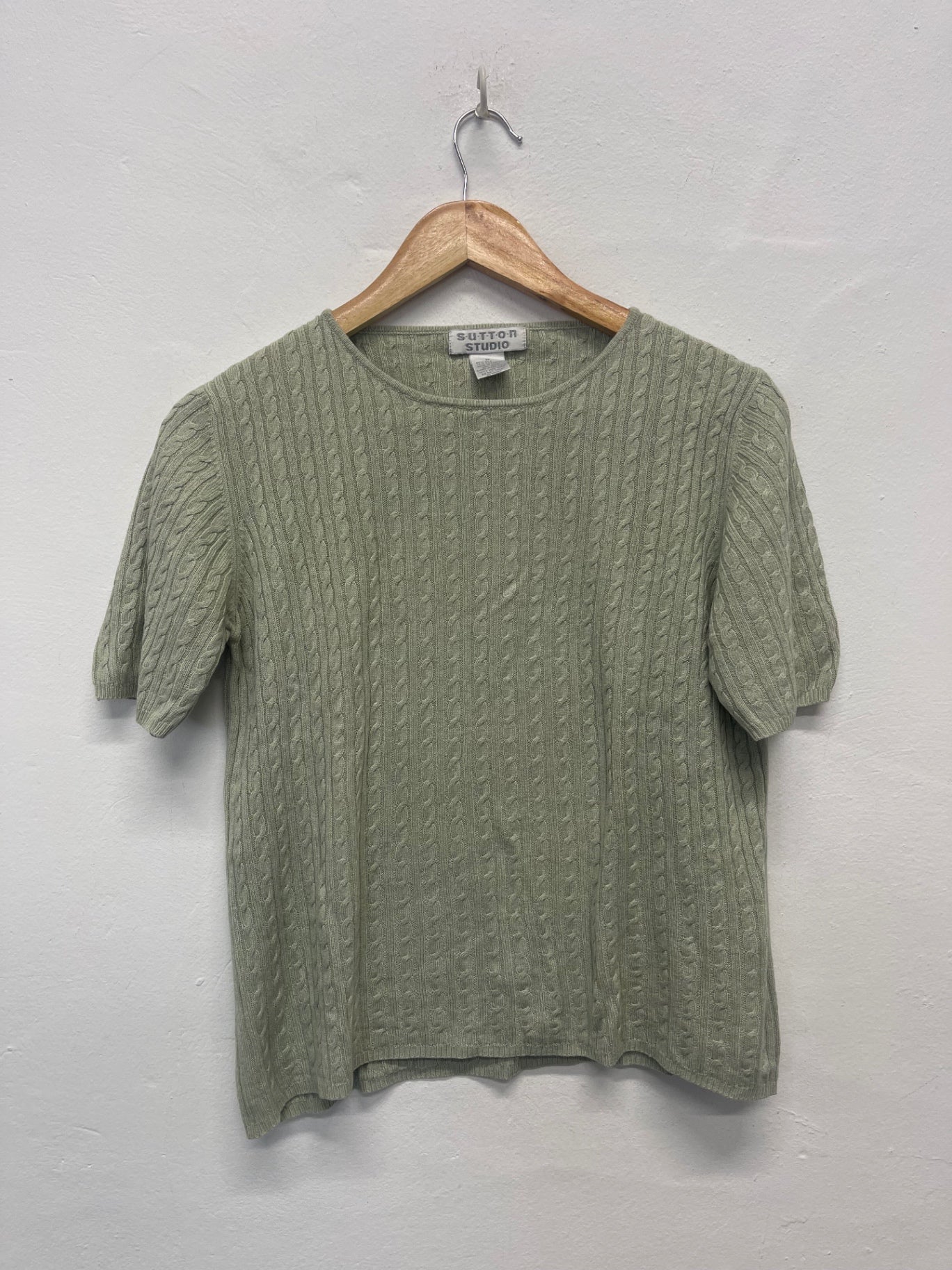 Fabulous SUTTON STUDIO cashmere silk Sweater UkM Light Green FK608