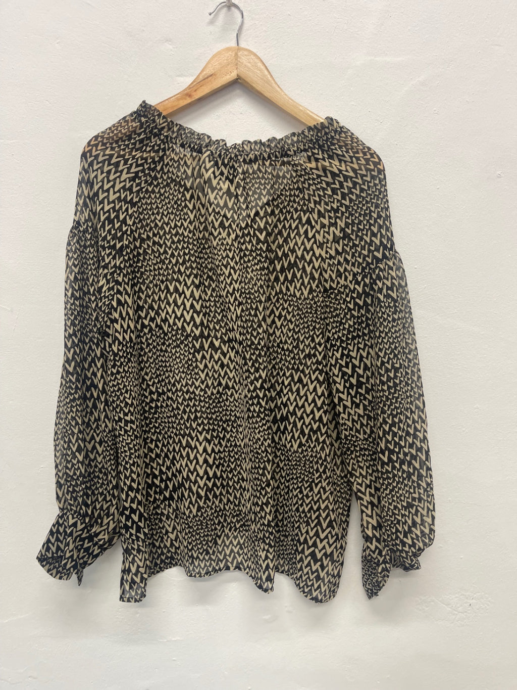 Fabulous SECOND FEMALE semi sheer Blouse UKS Beige &Black FK608