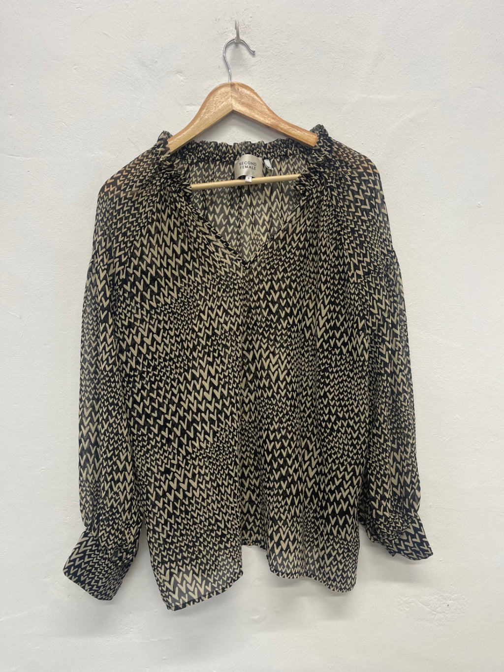 Fabulous SECOND FEMALE semi sheer Blouse UKS Beige &Black FK608
