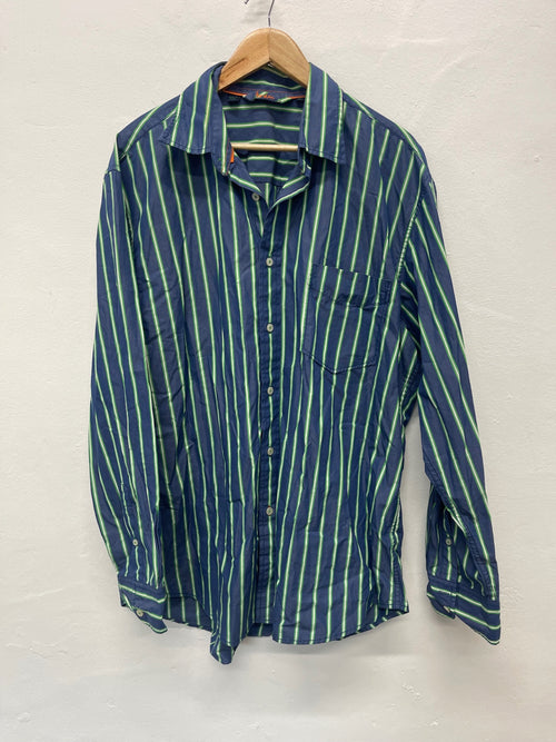Fabulous Boden stripes men’s cotton Shirt UK XL Blue & Green FK608
