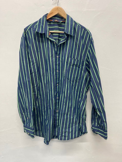 Fabulous Boden stripes men’s cotton Shirt UK XL Blue & Green FK608
