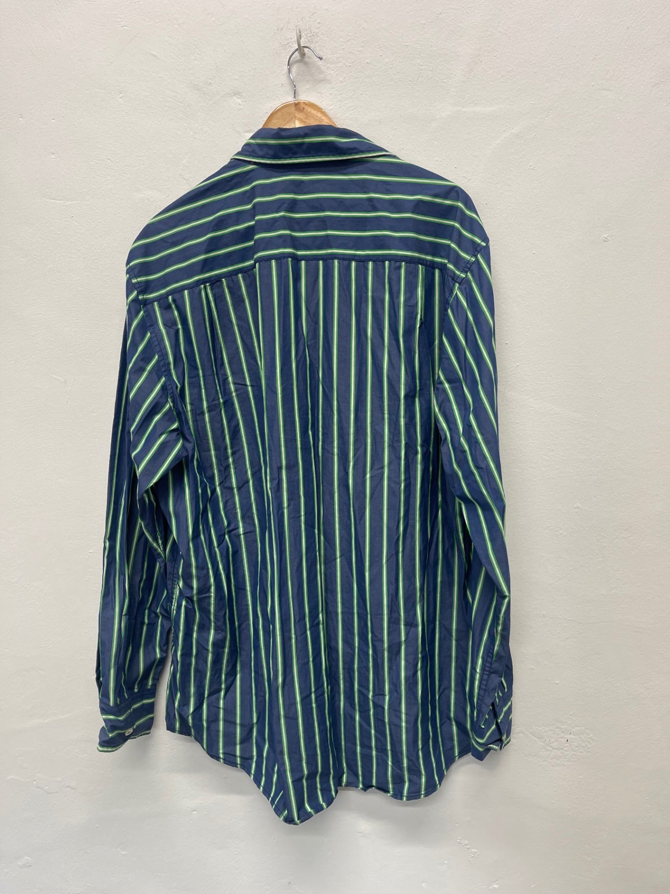Fabulous Boden stripes men’s cotton Shirt UK XL Blue & Green FK608