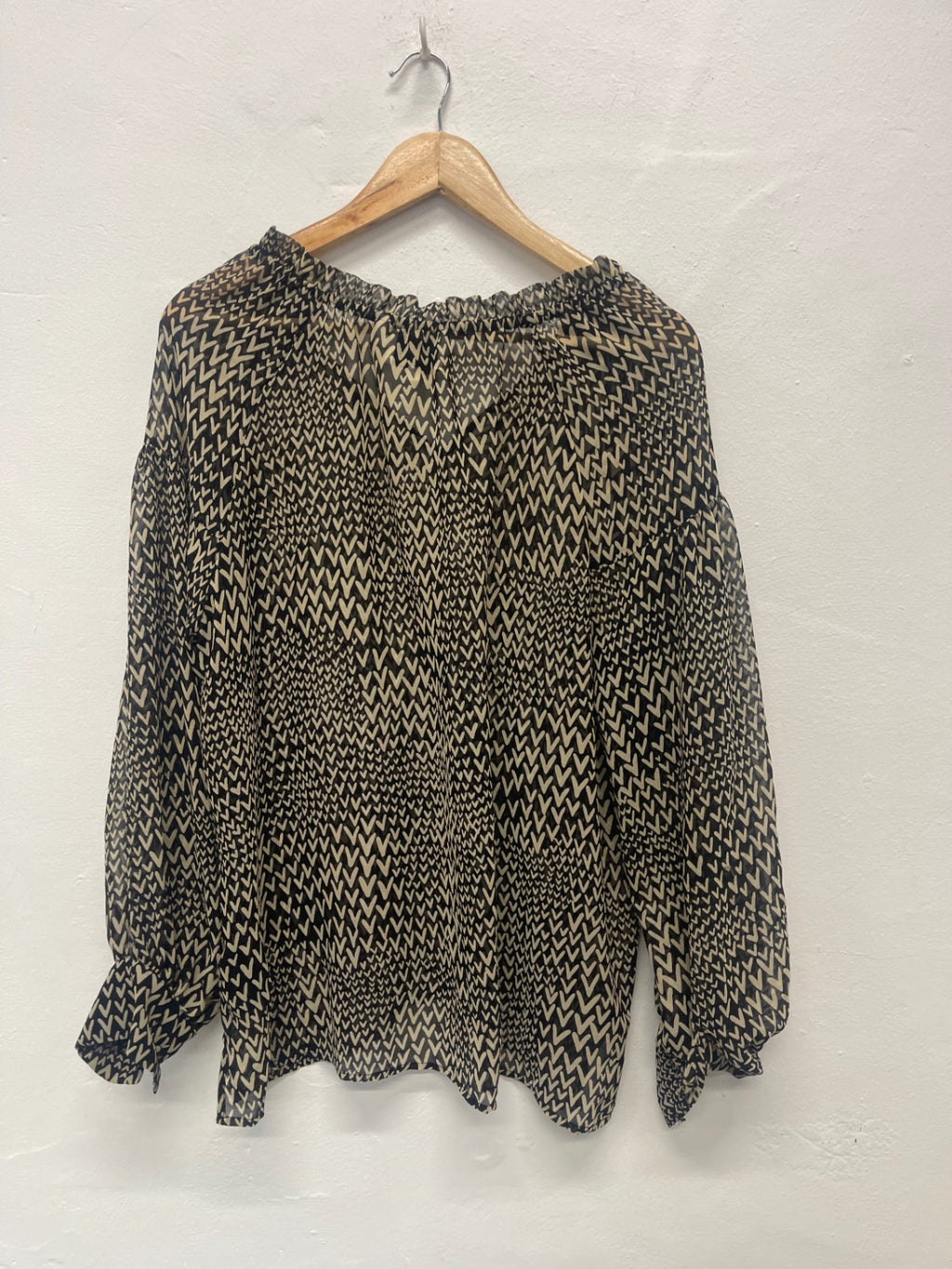 Fabulous SECOND FEMALE semi sheer Blouse UKS Beige &Black FK608