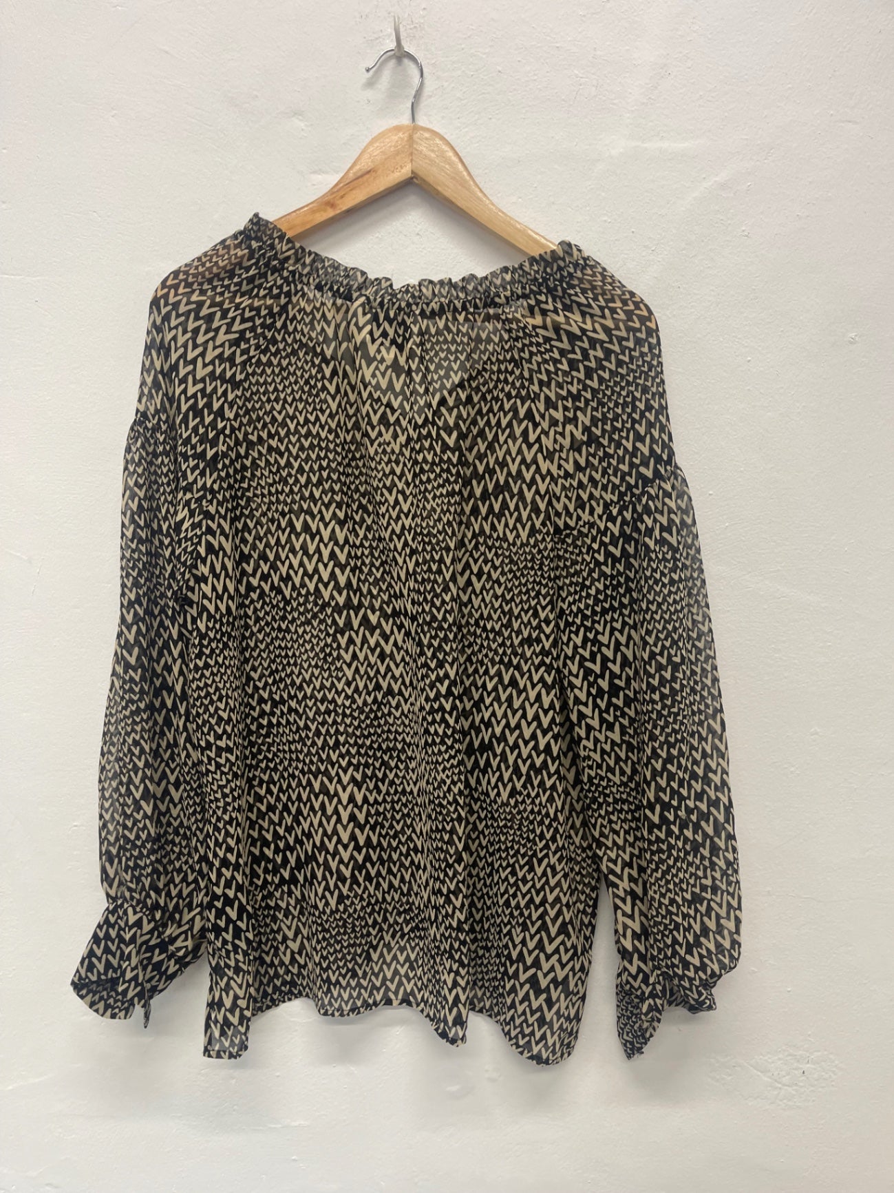 Fabulous SECOND FEMALE semi sheer Blouse UKS Beige &Black FK608