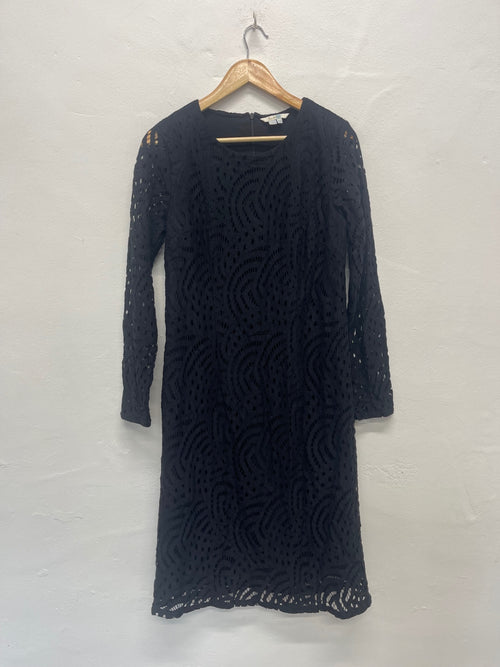 Fabulous boden broderie overlay occasions Dress Uk14 Long Black FK608