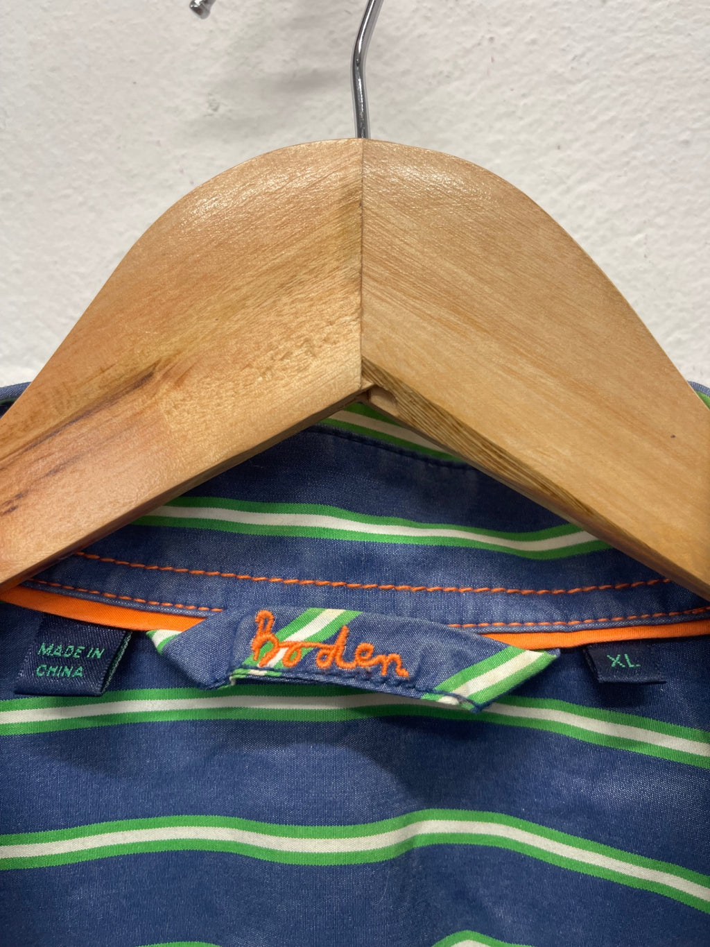 Fabulous Boden stripes men’s cotton Shirt UK XL Blue & Green FK608