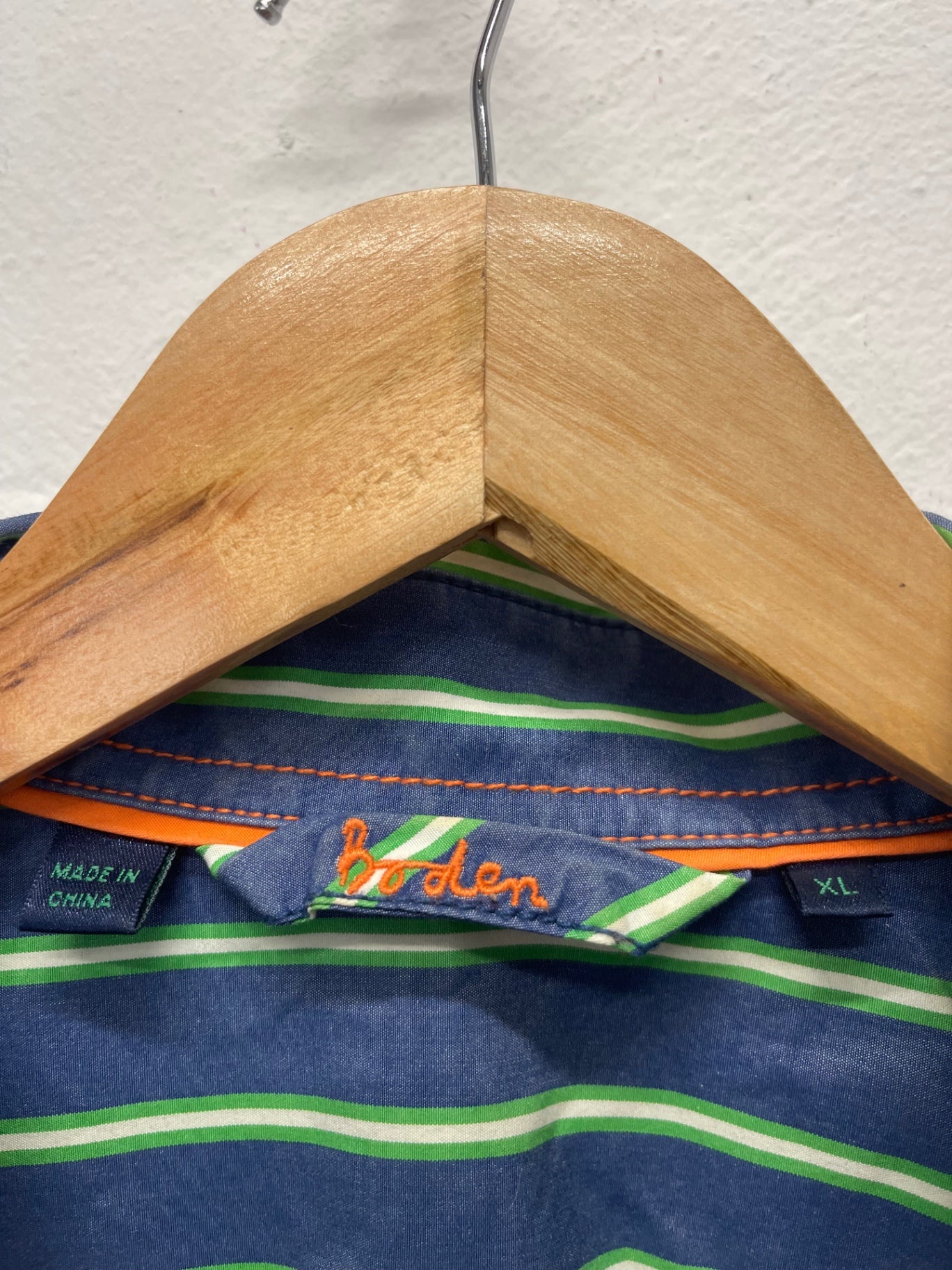 Fabulous Boden stripes men’s cotton Shirt UK XL Blue & Green FK608
