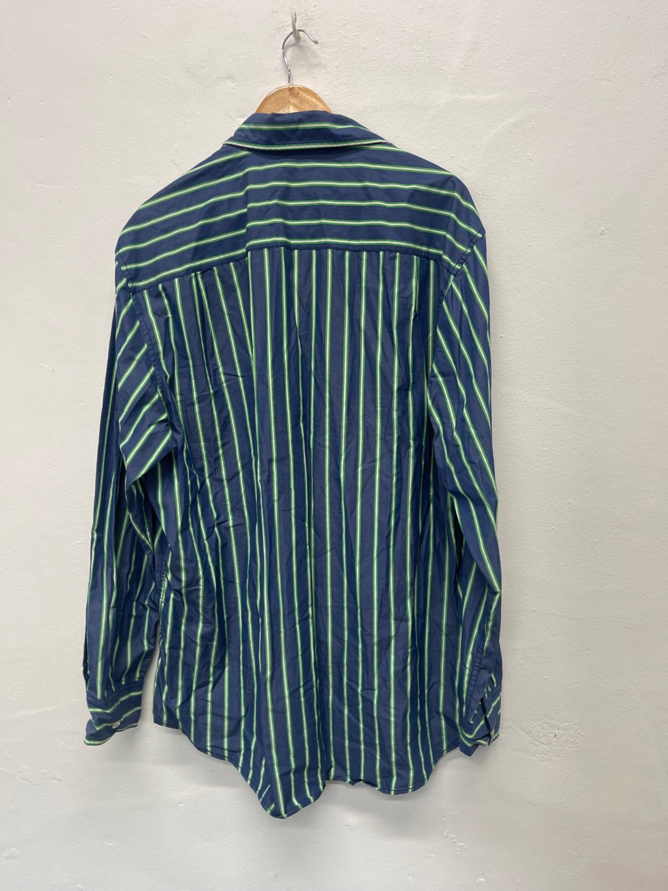 Fabulous Boden stripes men’s cotton Shirt UK XL Blue & Green FK608