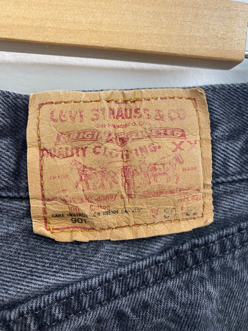 Fabulous Levi's 901 Jeans W30 L32 Dark gray charcoal distressed FK608