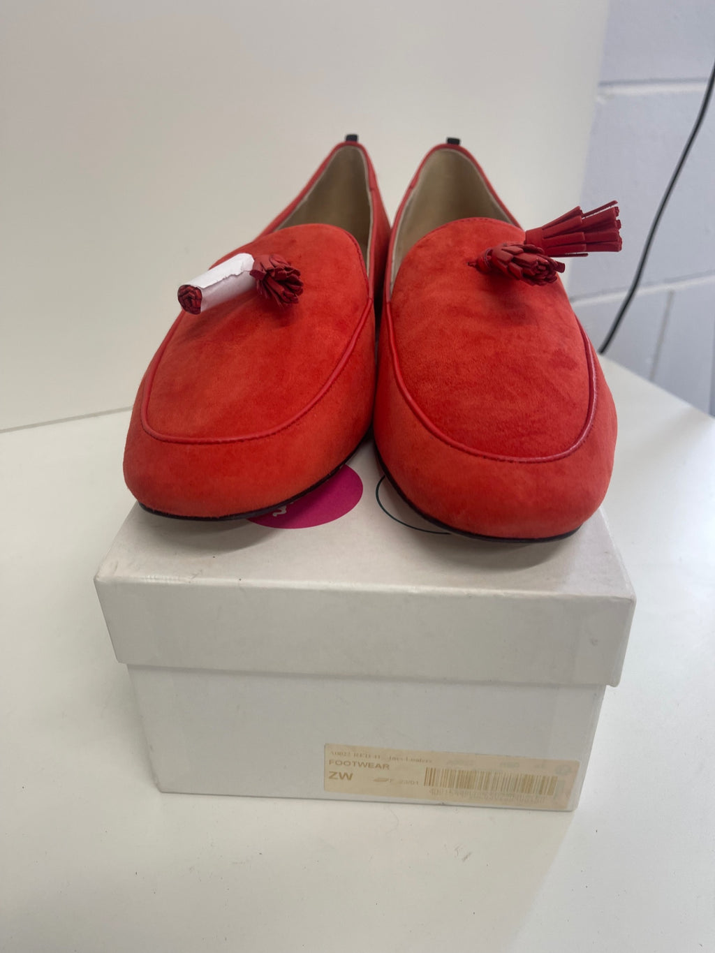 Fabulous Boden suede tassel Loafers UK8 Red Coral FK608