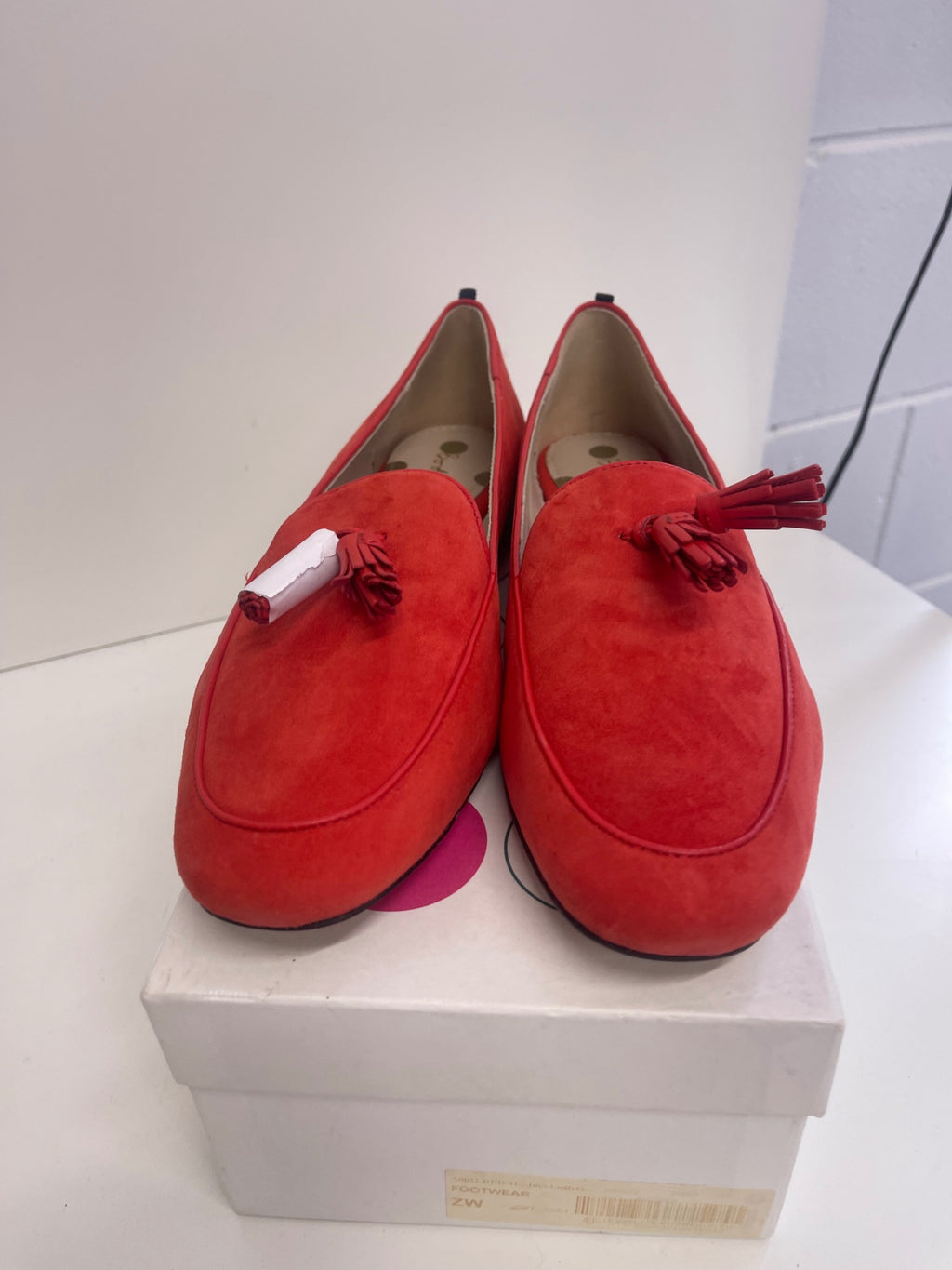 Fabulous Boden suede tassel Loafers UK8 Red Coral FK608