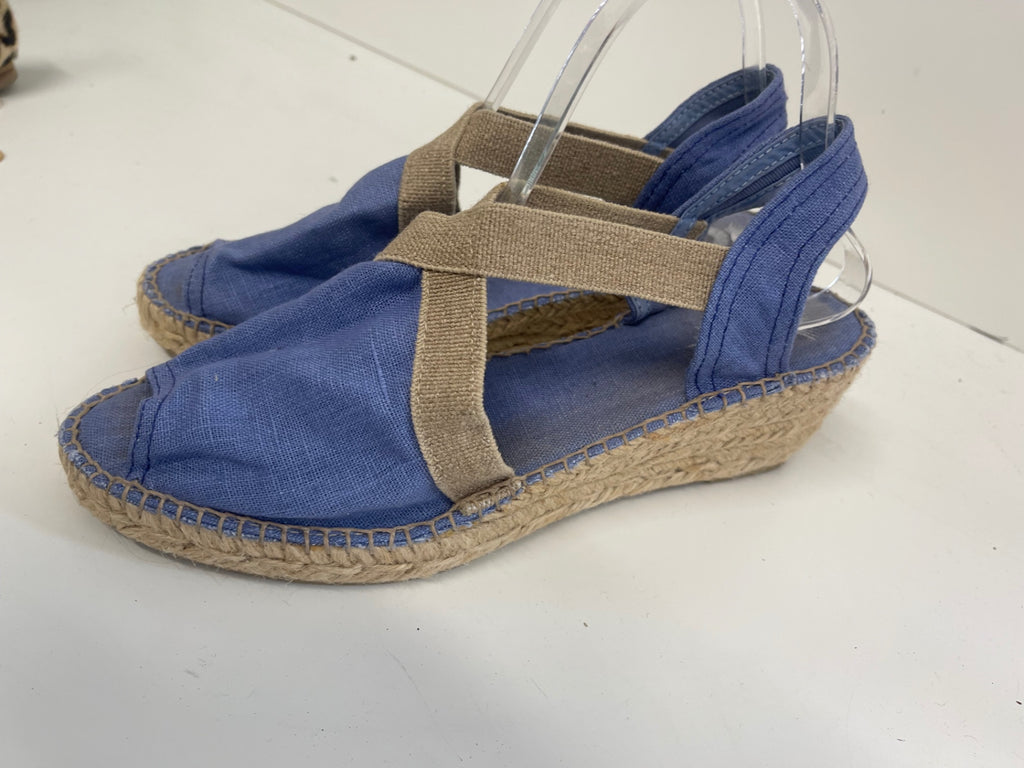 Fabulous Toni Pons espadrille wedge Sandals Uk7 Blue Linen fK608