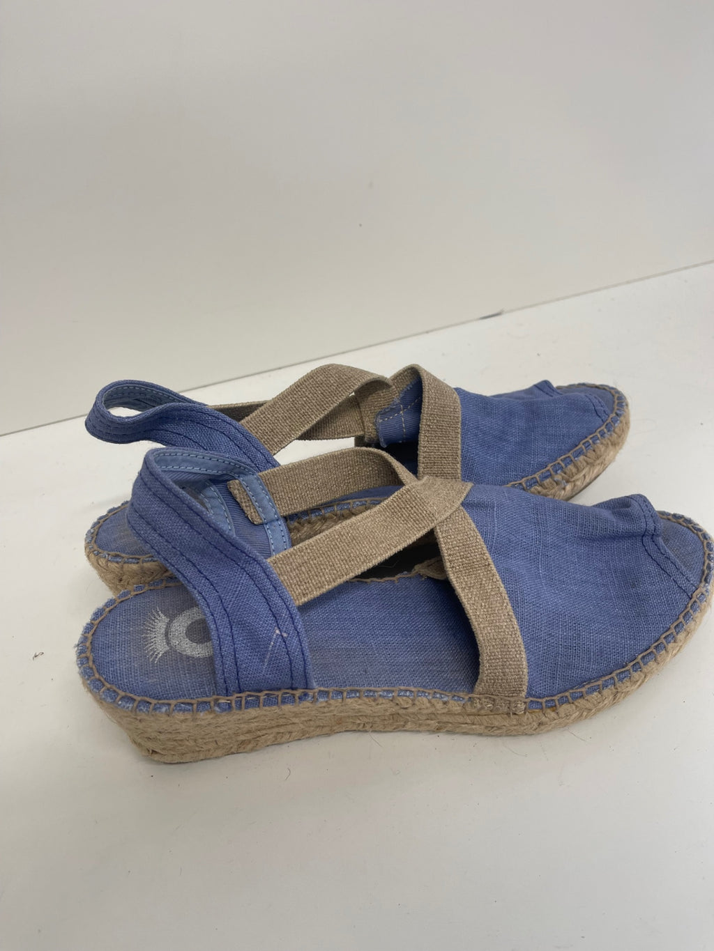 Fabulous Toni Pons espadrille wedge Sandals Uk7 Blue Linen fK608