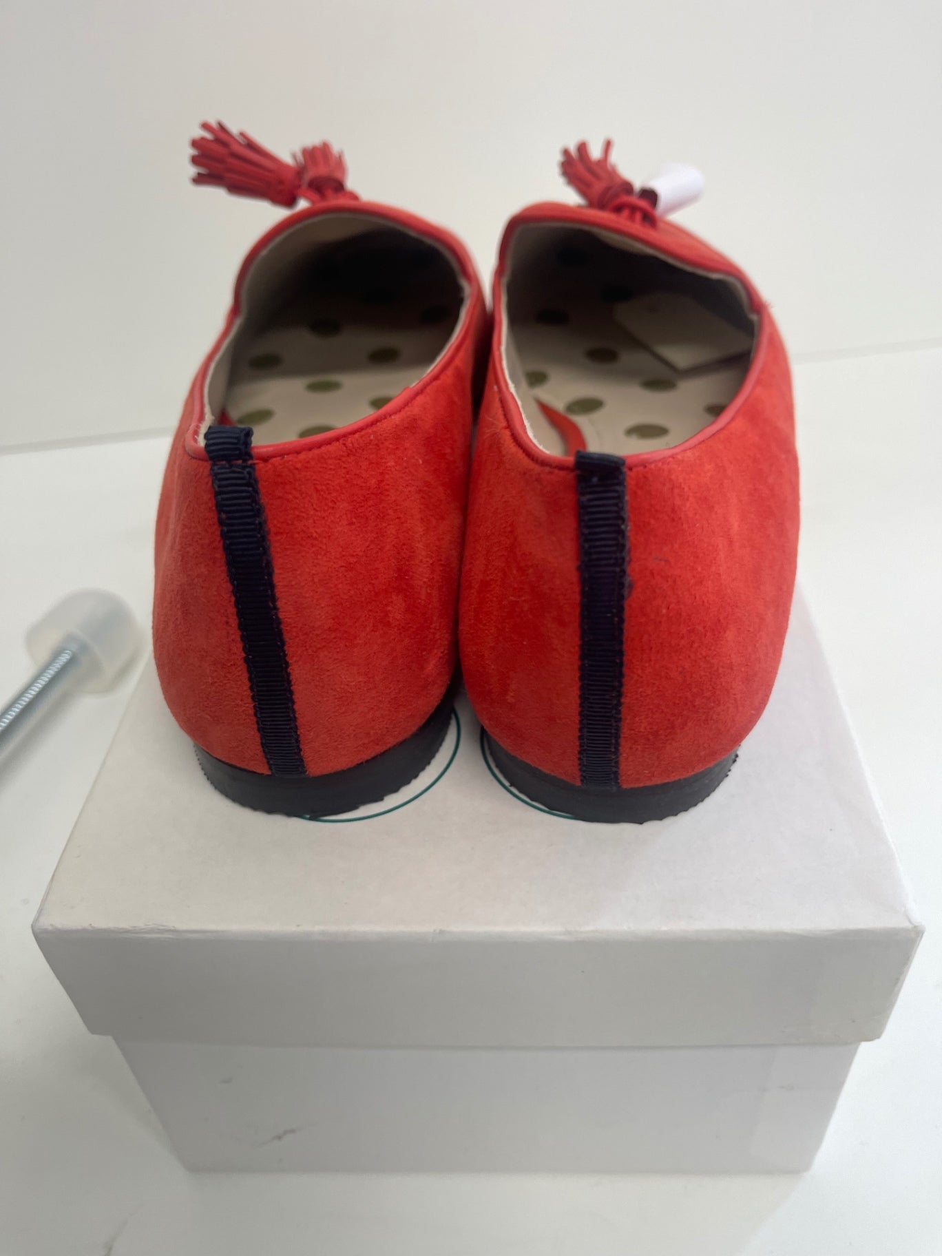 Fabulous Boden suede tassel Loafers UK8 Red Coral FK608