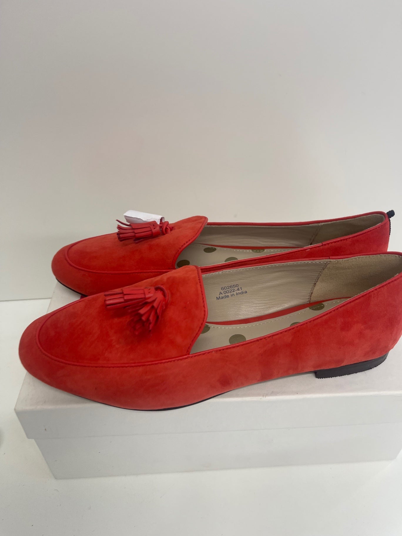 Fabulous Boden suede tassel Loafers UK8 Red Coral FK608