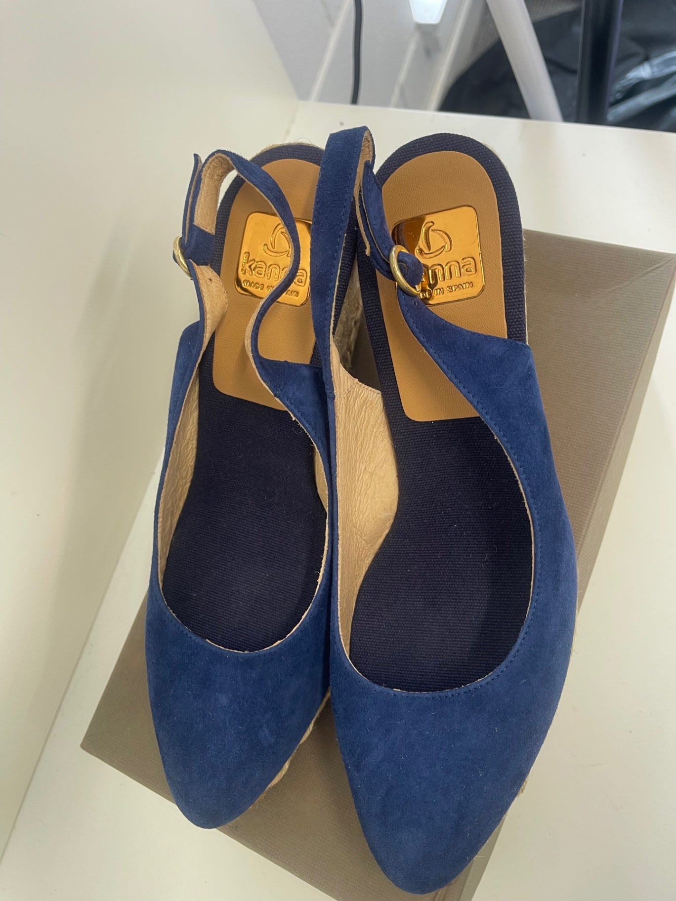 Fabulous Kanna bright blue espadrille Wedges Uk7 Blue FK608