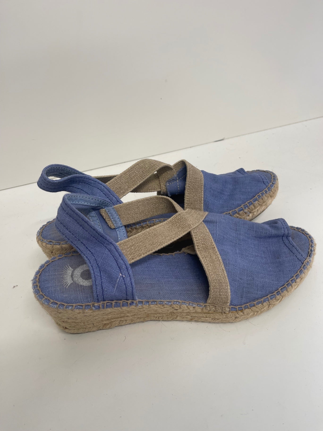 Fabulous Toni Pons espadrille wedge Sandals Uk7 Blue Linen fK608