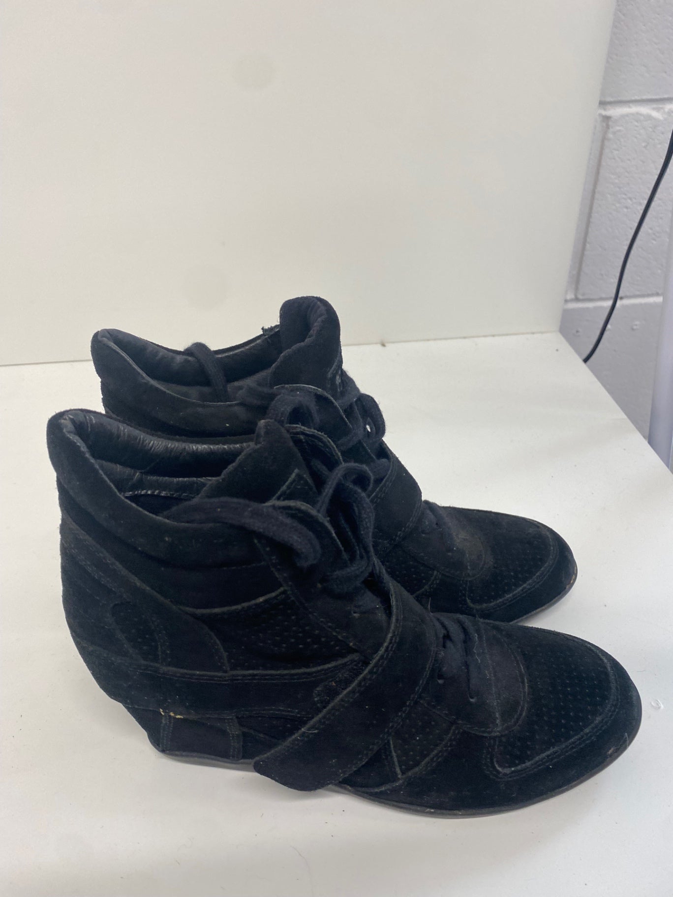 Fabulous Ash Limited Suede Wedge Bowie Sneakers Uk7 Black FK608