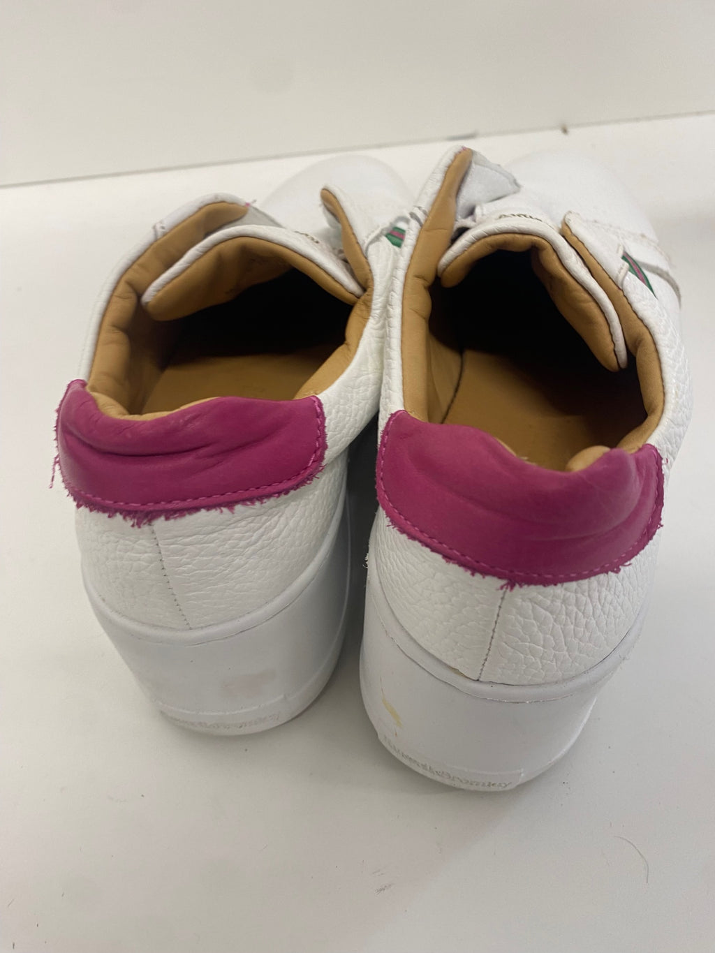 Fabulous Russell & Bromley flatform leather stripe Sneakers UK3 White & pink FK608