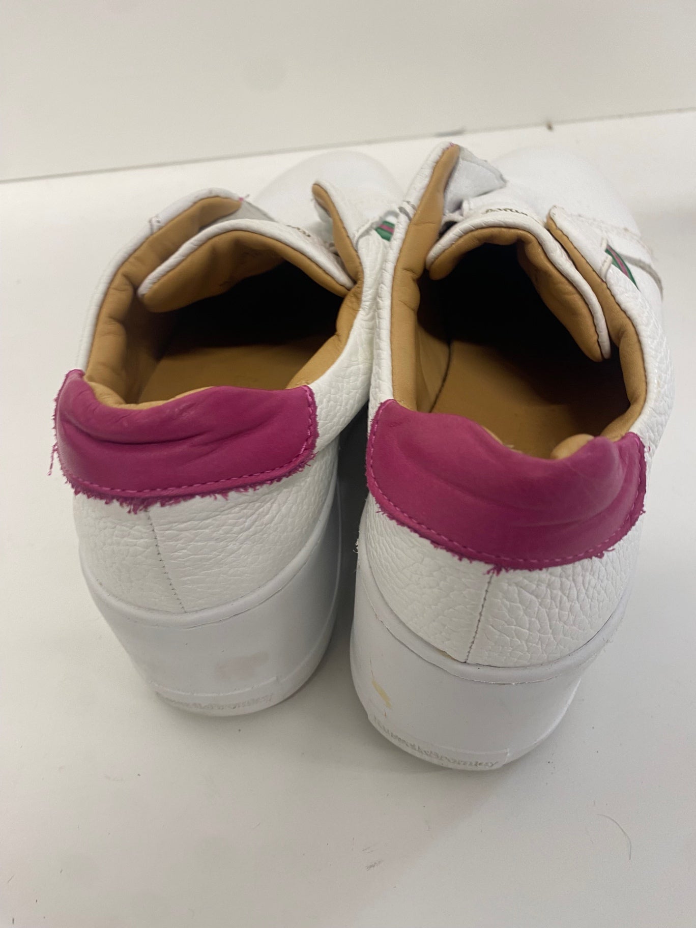 Fabulous Russell & Bromley flatform leather stripe Sneakers UK3 White & pink FK608