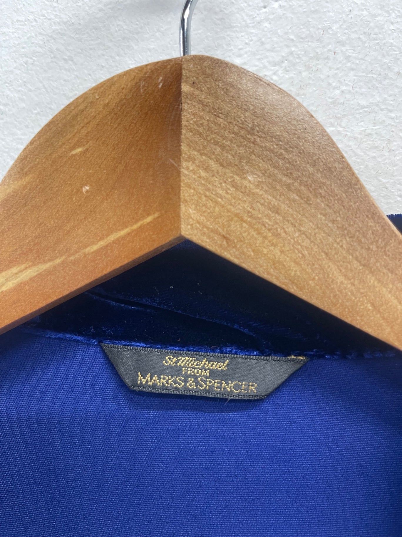 Fabulous Vintage Marks & Spencer dress Coat / top  uk16 Blue velvet FK608